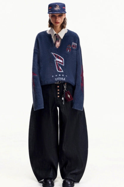 Embroidered Denim Equestrian Hat