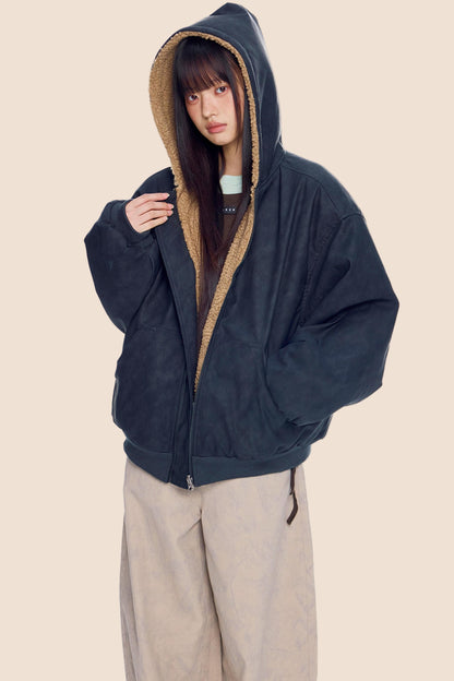 Faux Shearling Color-Block Jacket