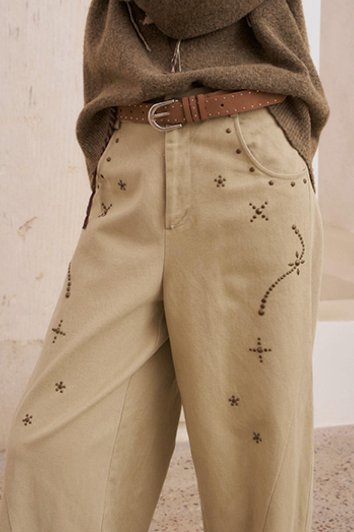 Hot Diamond Loose Wide-Leg Pants