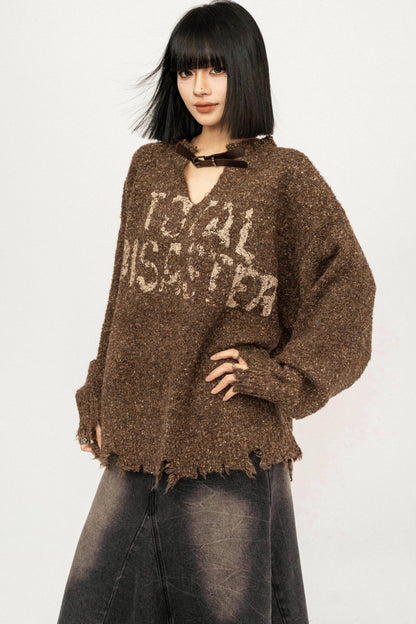 Retro Gray Knitted Sweater