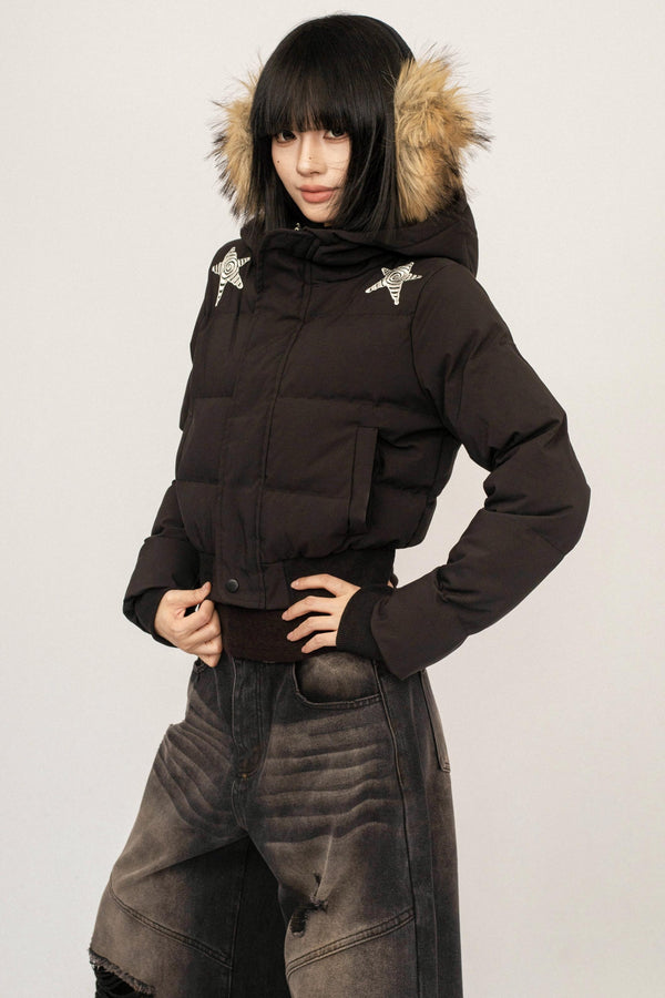 Retro Black Hooded Jacket