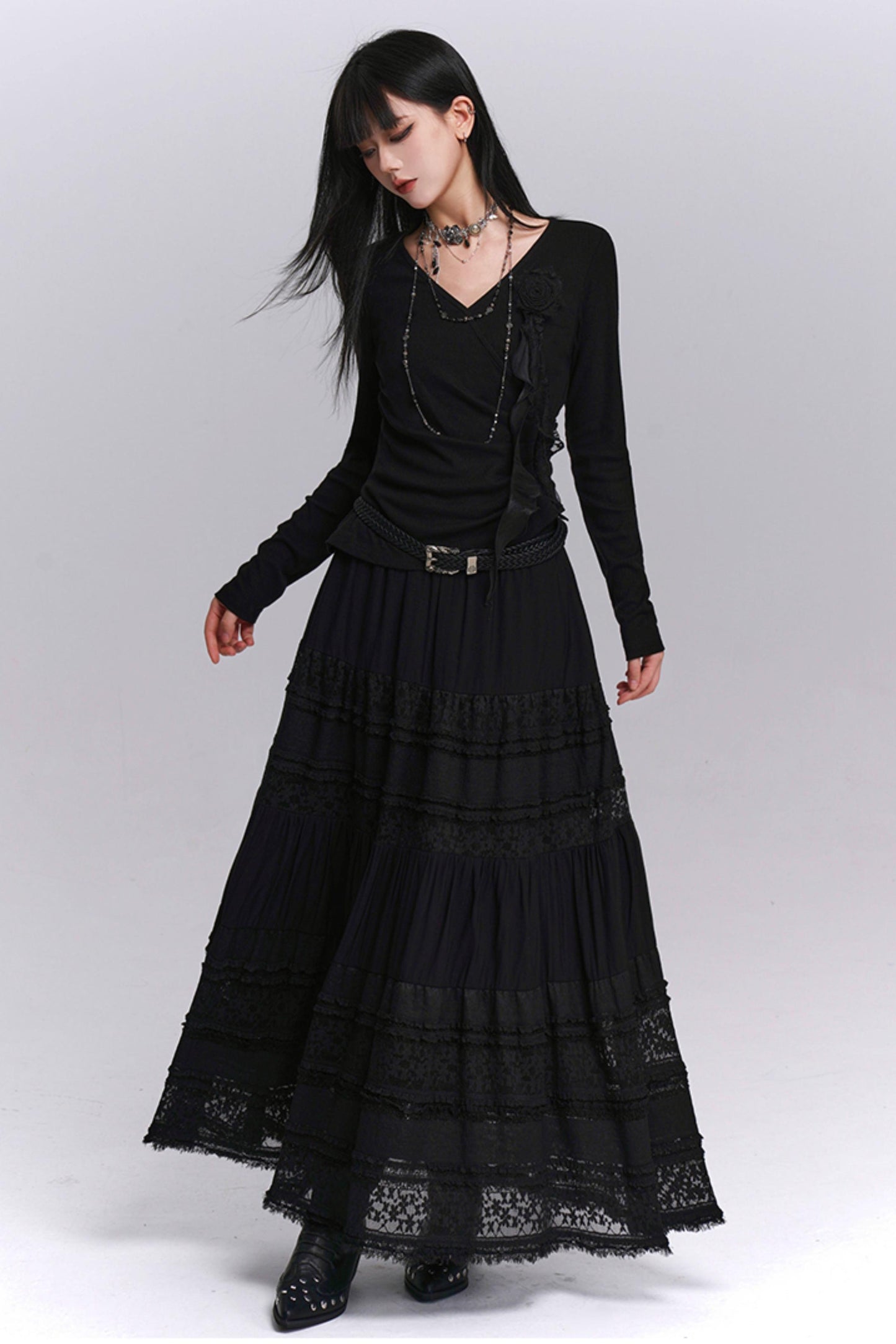 Gothic Style Lace Long Skirt