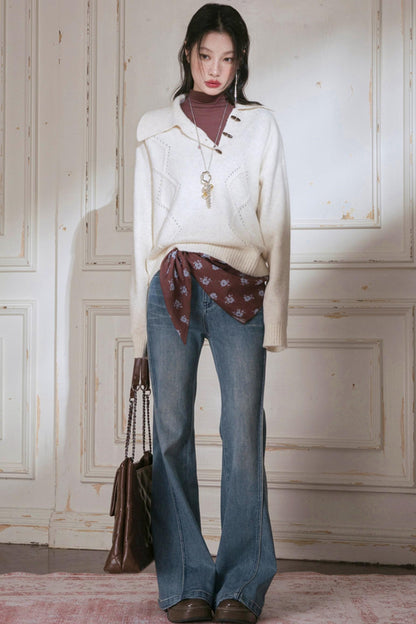 Cream Asymmetrical Sweater