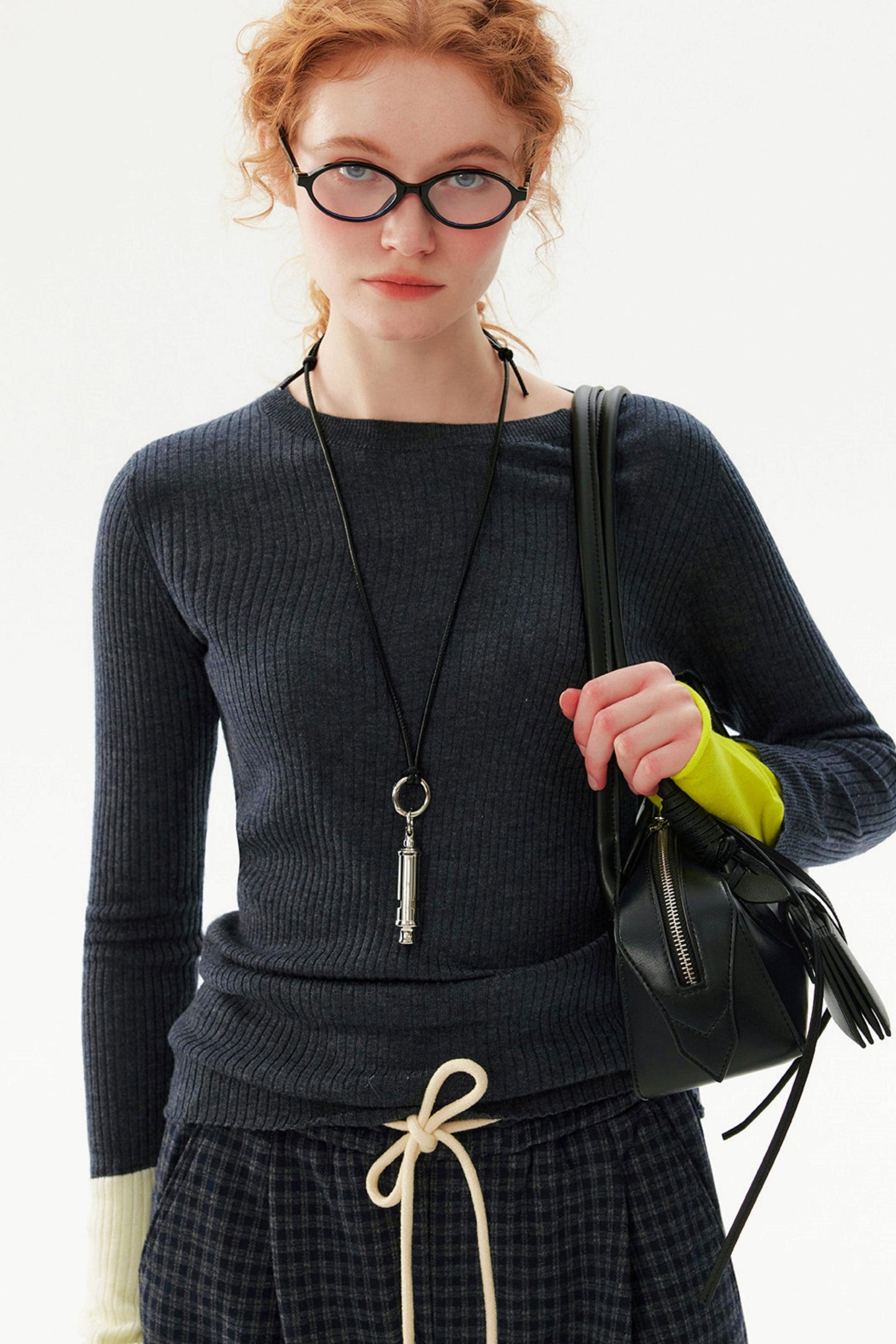 Color-Blocked Wool Blend Sweater