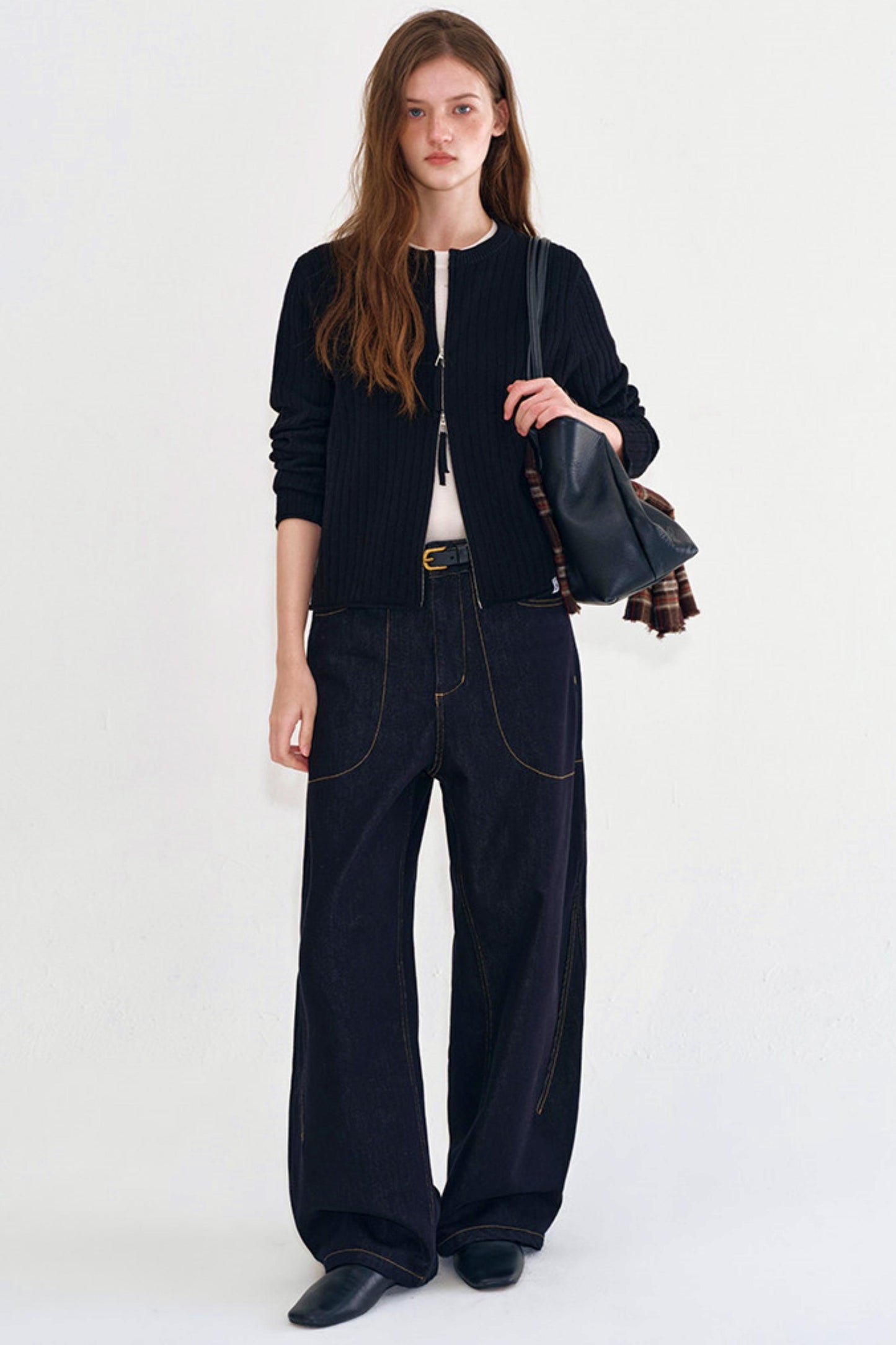 Washed Black Retro Denim Pants