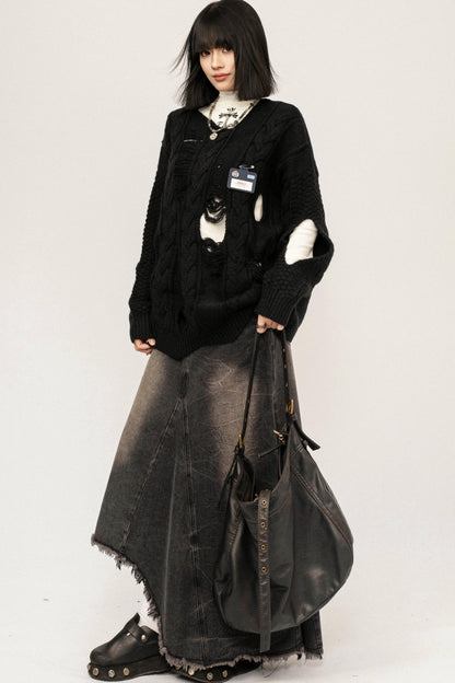 Retro Ripped Knit Top