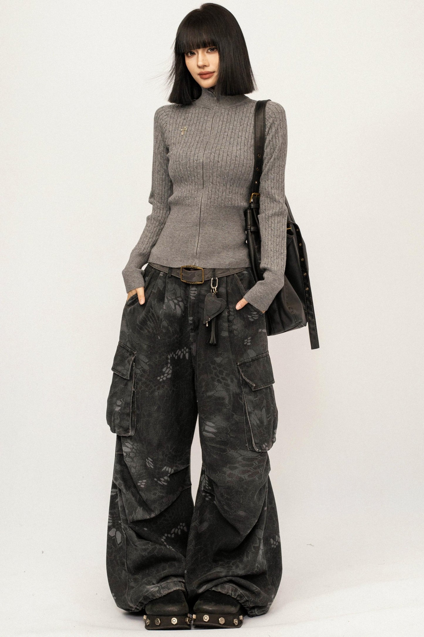 Retro High-Neck Knit Top