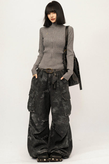 Retro High-Neck Knit Top