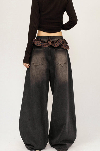 Retro Black Ripped Denim Pants