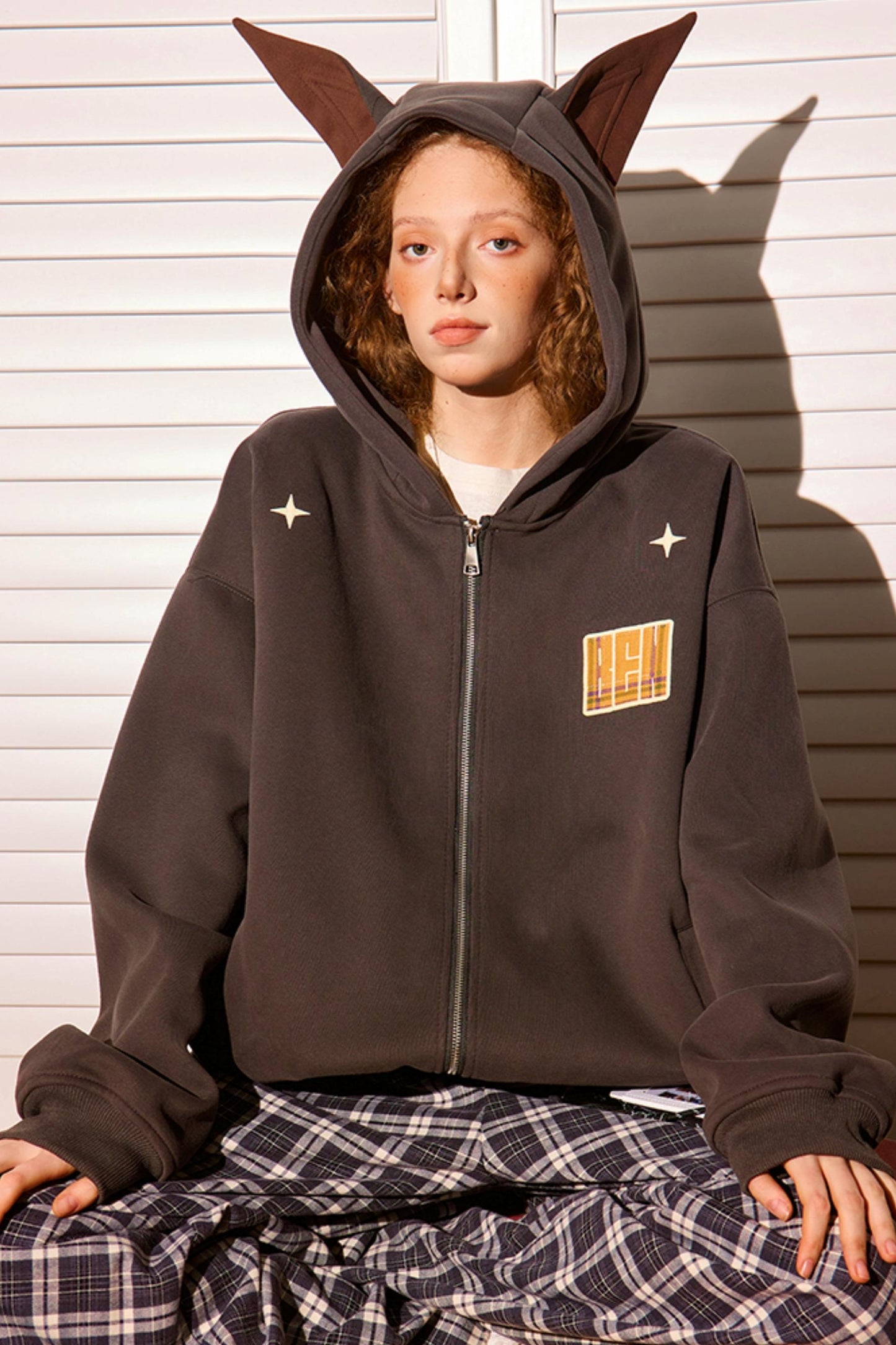 Vintage Peplum Zipper Hoodie Jacket