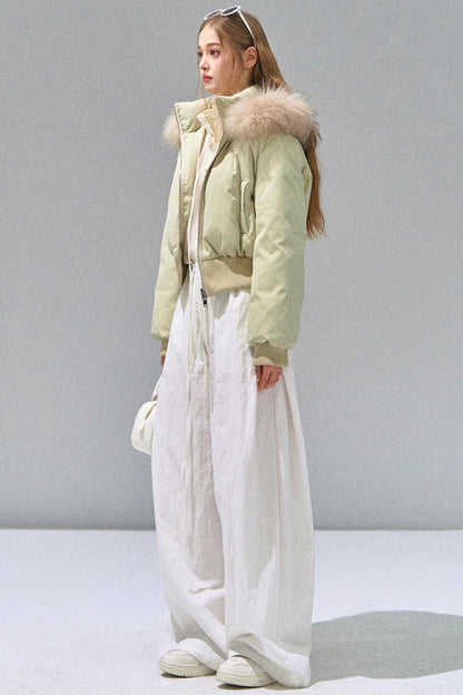 Big Fur Collar Waist Down Jacket