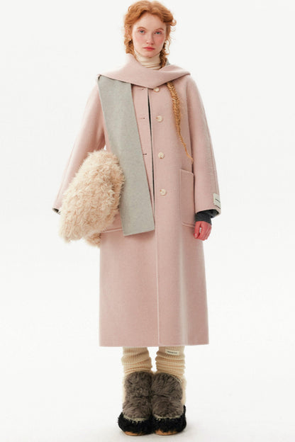 Silk Wool Reversible Scarf Coat