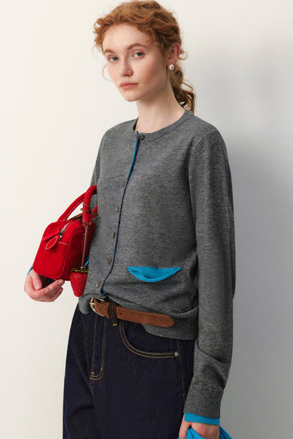 Color-Block Wool Cardigan