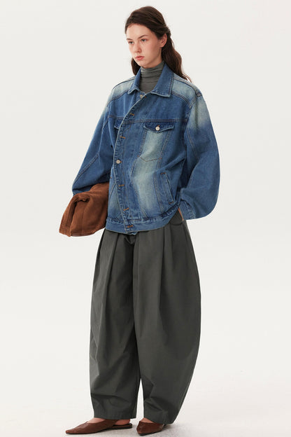 Paper Texture Pleated Scimitar Pants