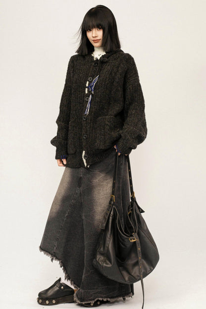 Retro Autumn Hooded Cardigan