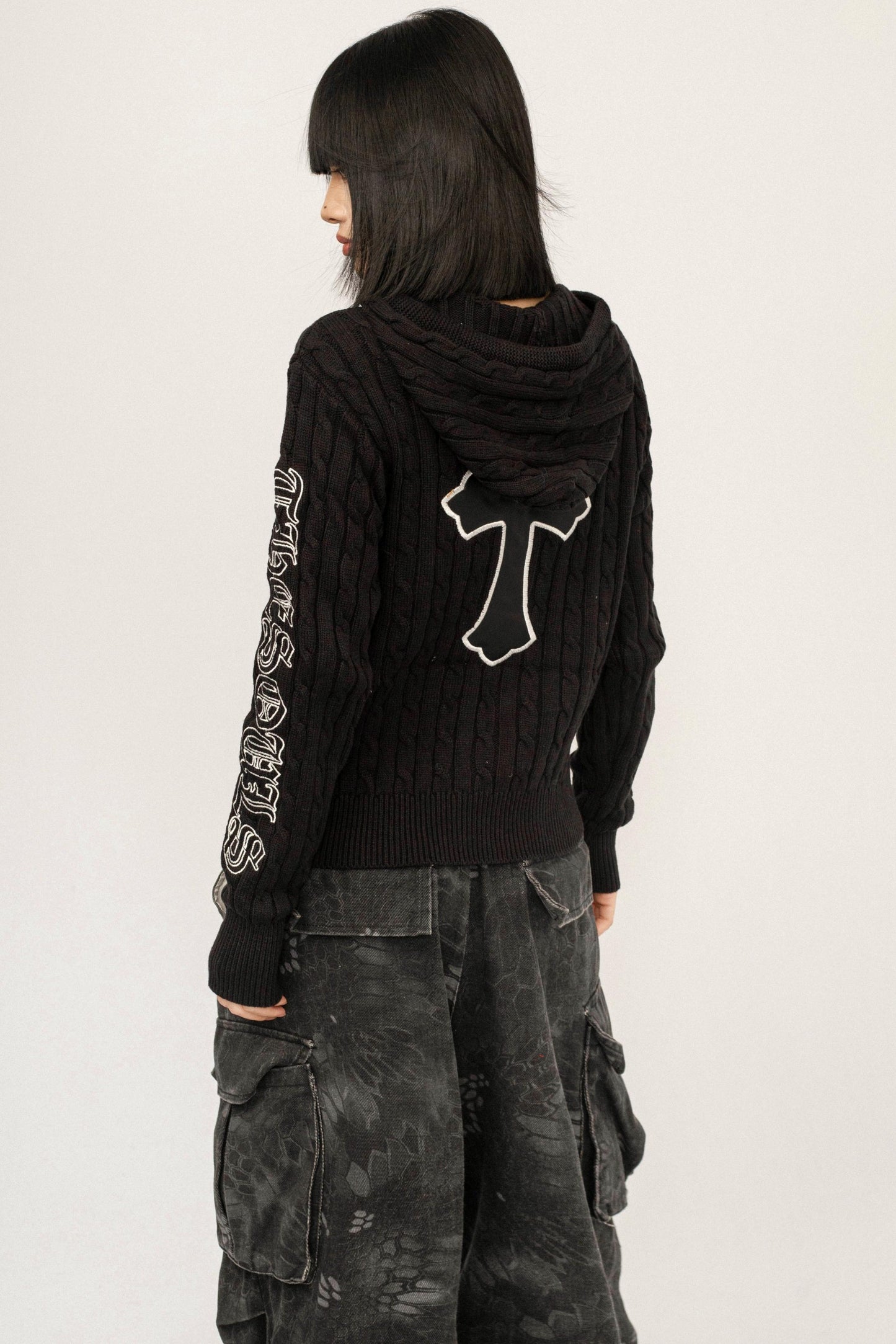 Retro Hooded Knit Cardigan