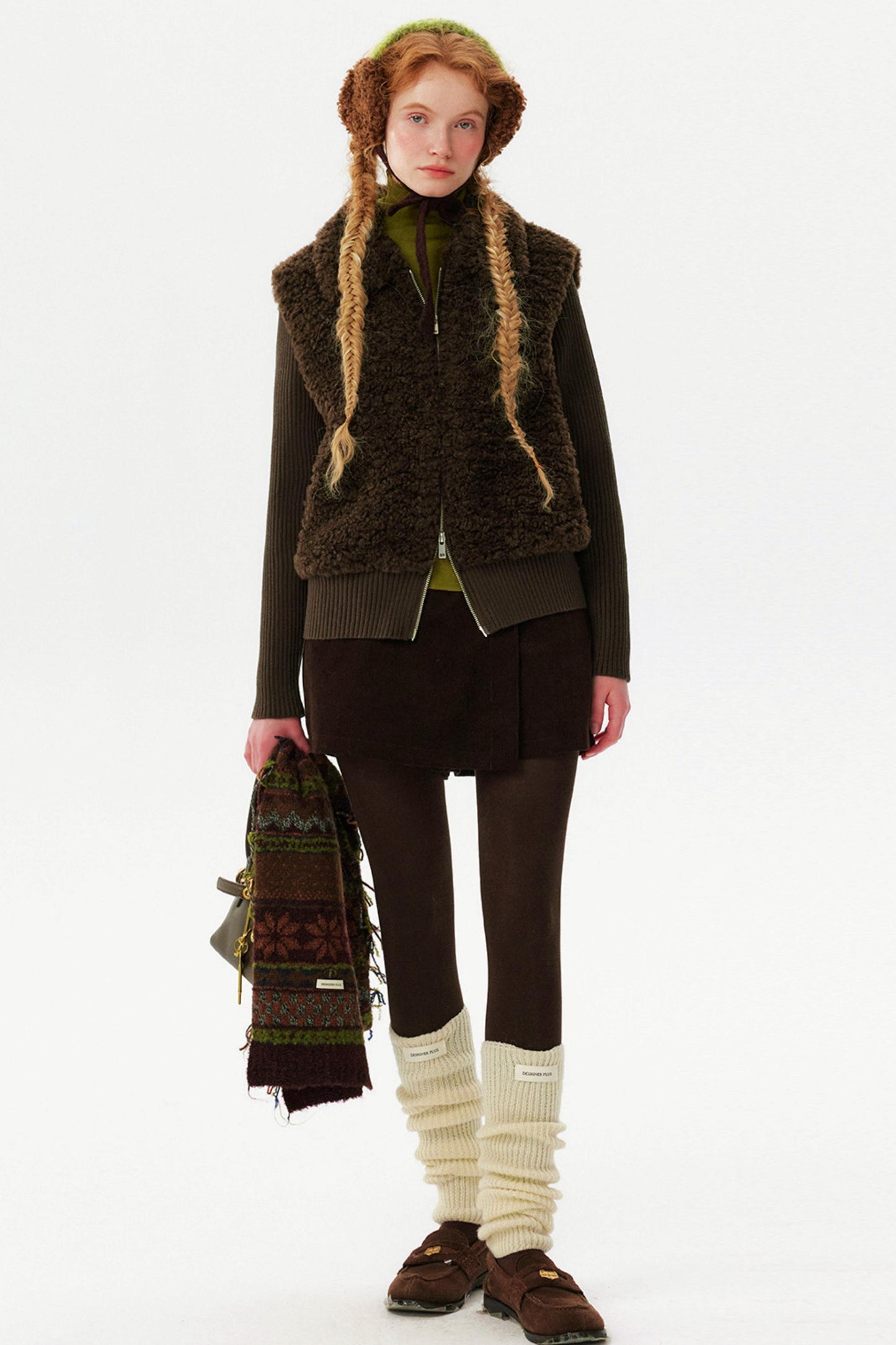 Knitted Patchwork Shearling Jacket