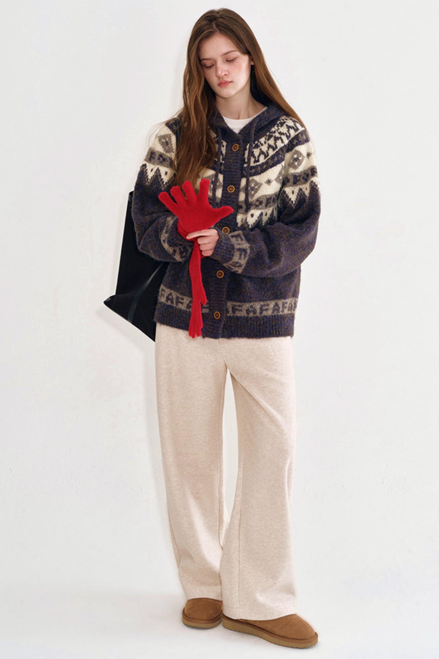 Geometric Fair Isle Hooded Sweater