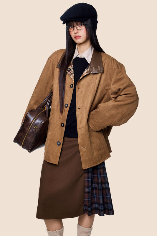 Vintage Suede Plaid Jacket