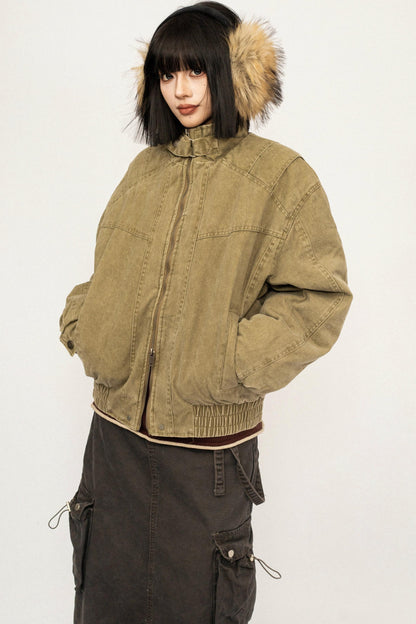 Retro Fur Collar Cotton Jacket