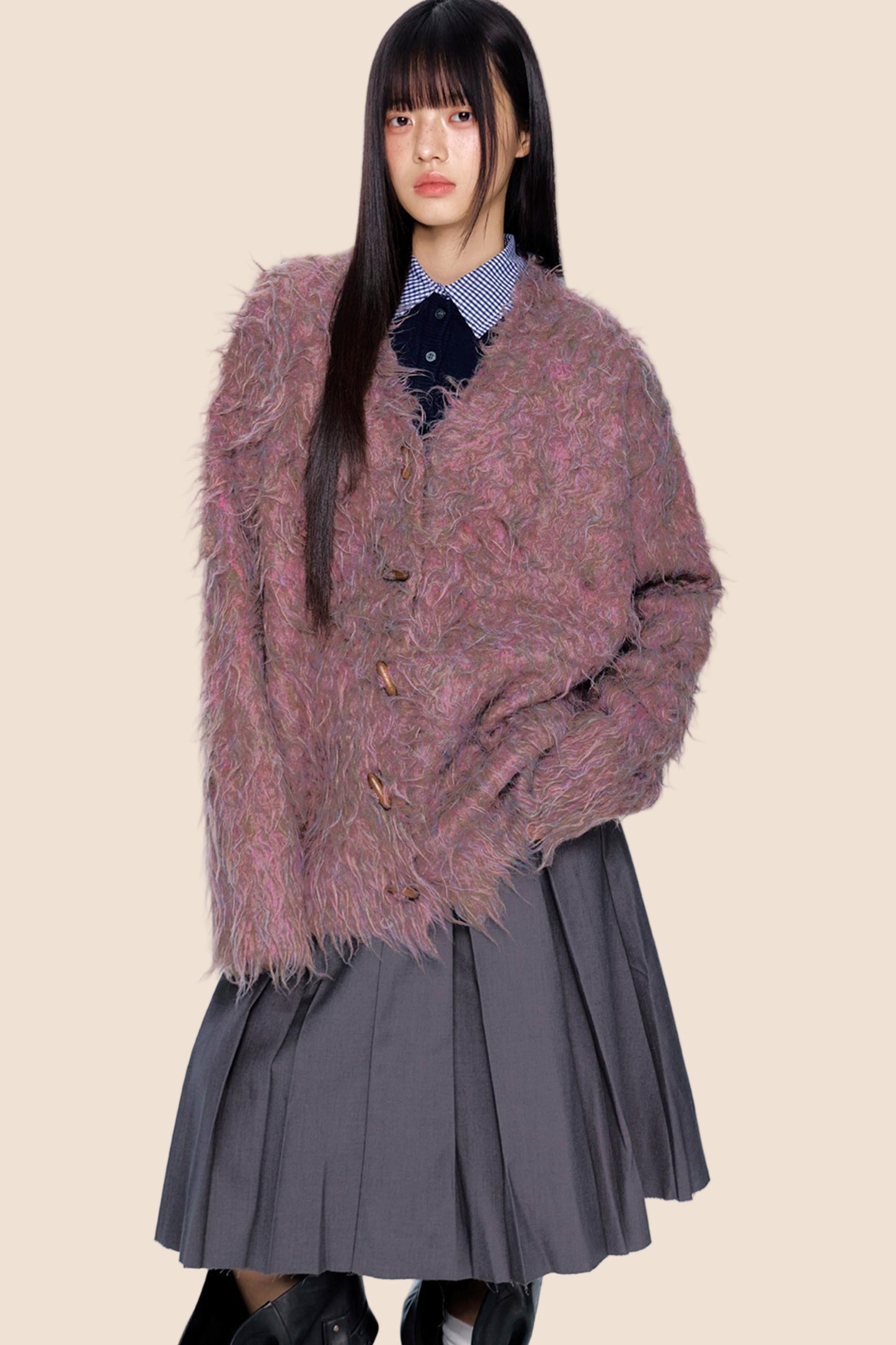 Retro Brushed Knit Cardigan