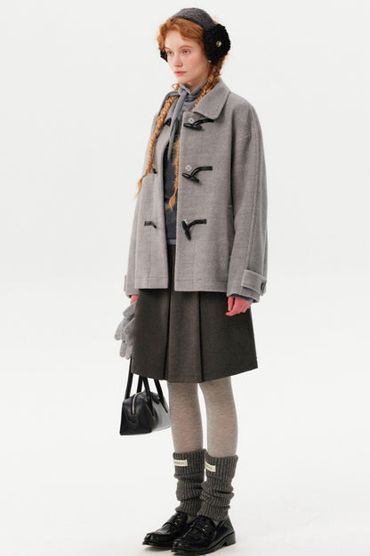 Gray Lapel Woolen Coat