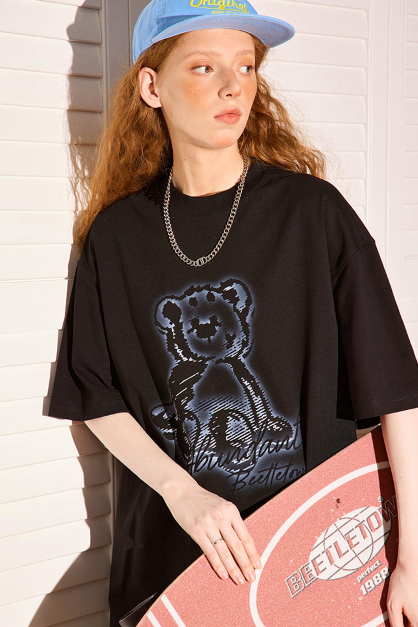 Retro Cartoon Bear Peplum Tee