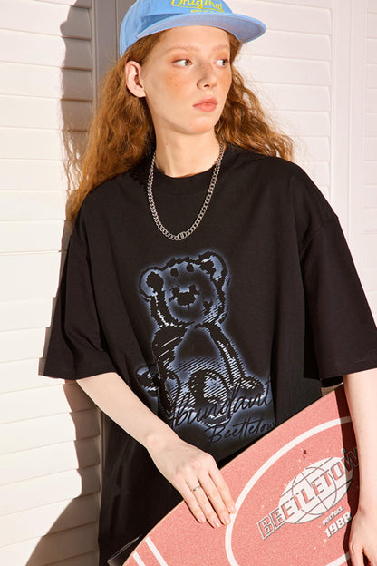 Retro Cartoon Bear Peplum Tee