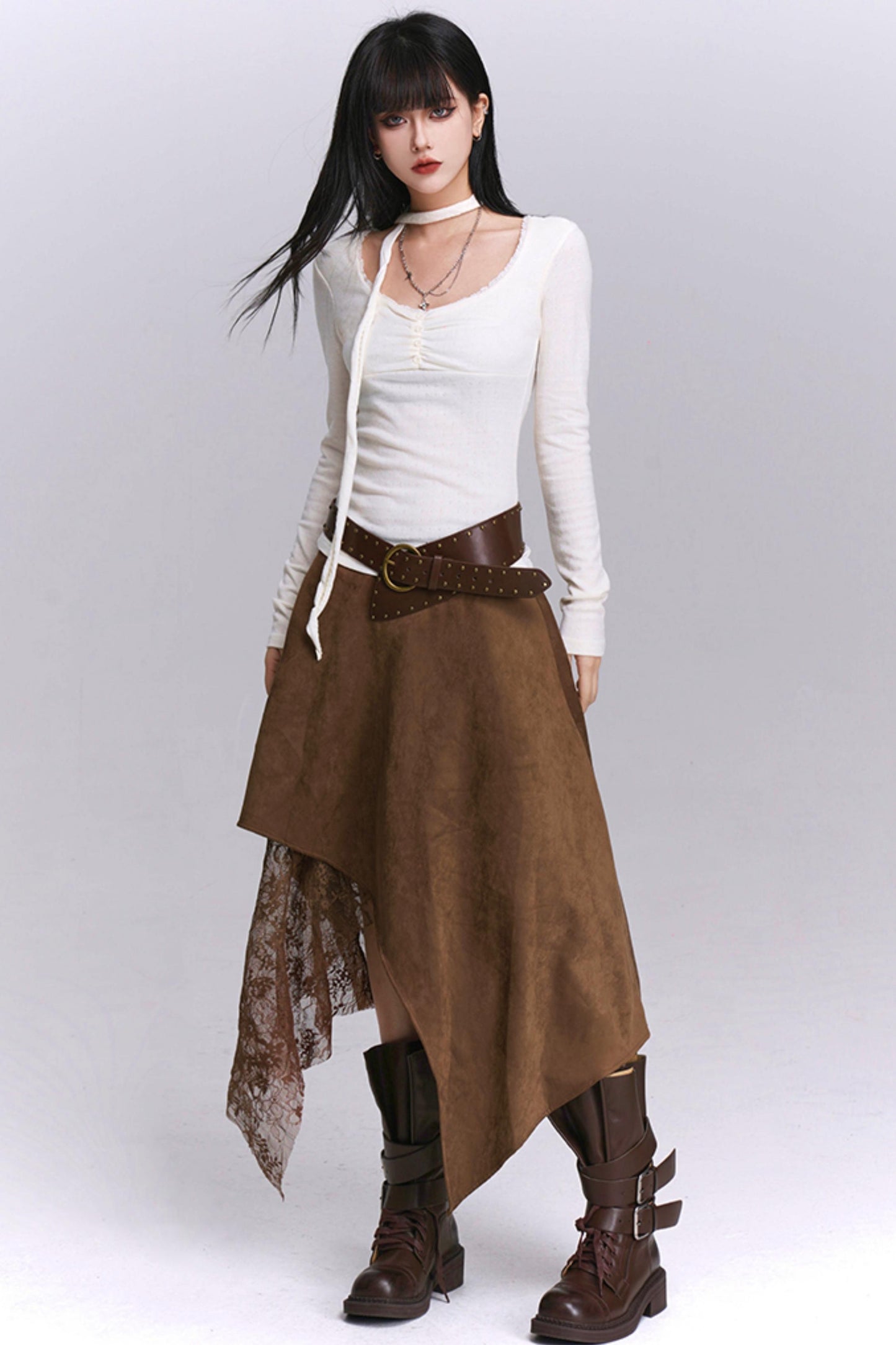 Coffee Suede Skirt