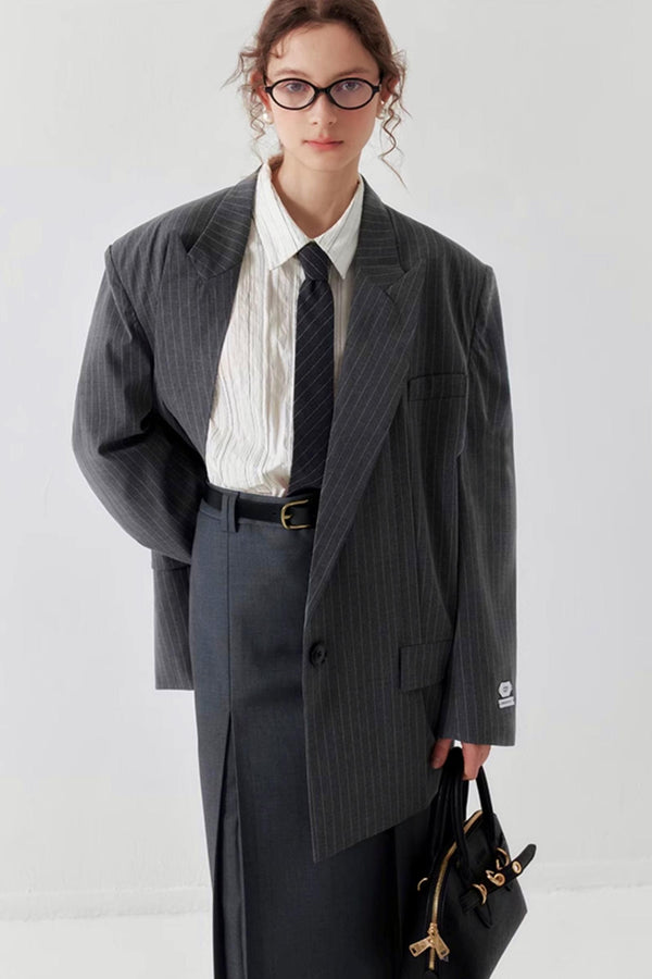 Vertical Stripe Gun-Barrel Suit Jacket