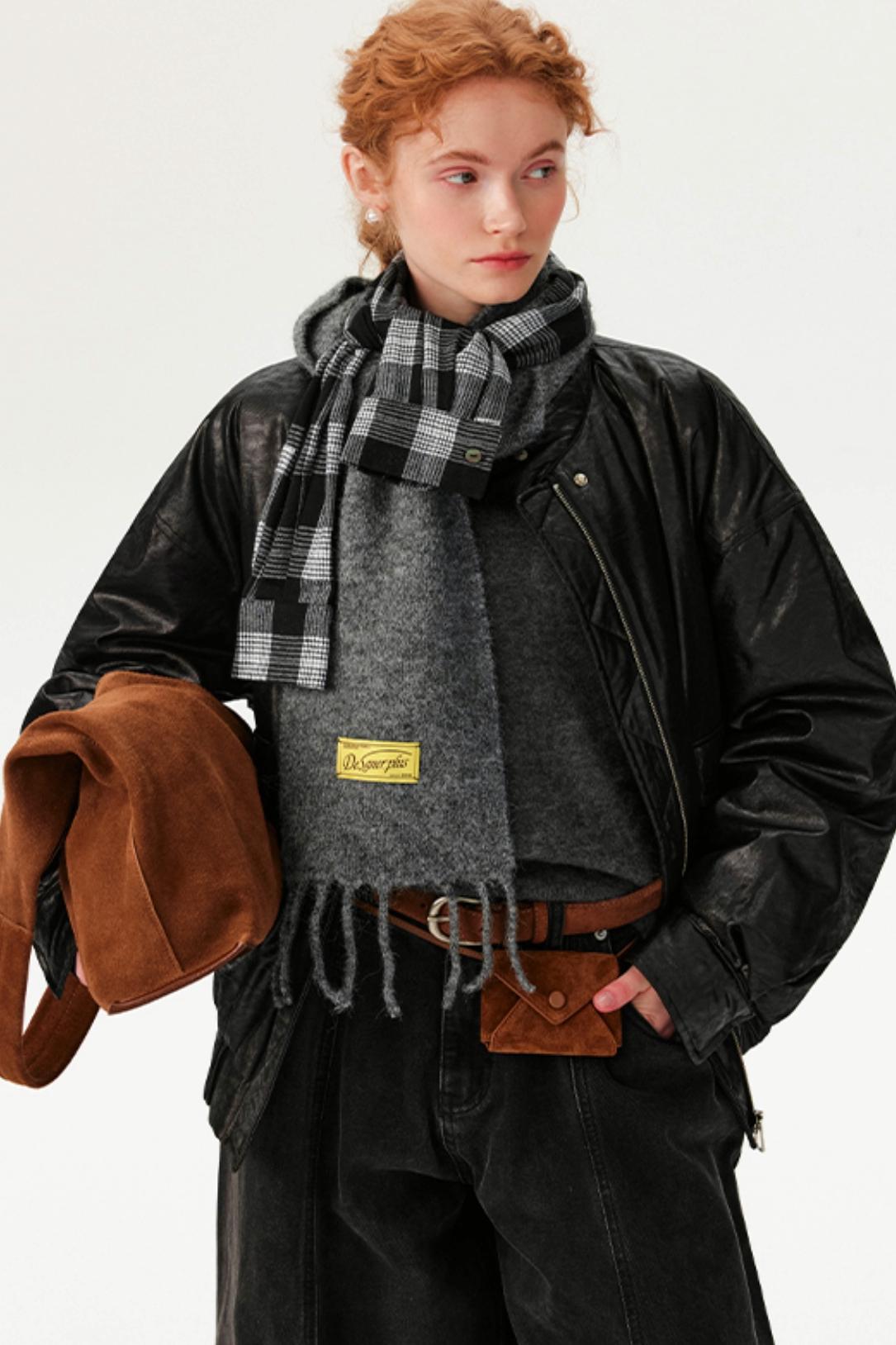 Plaid Tassel Wool Scarf