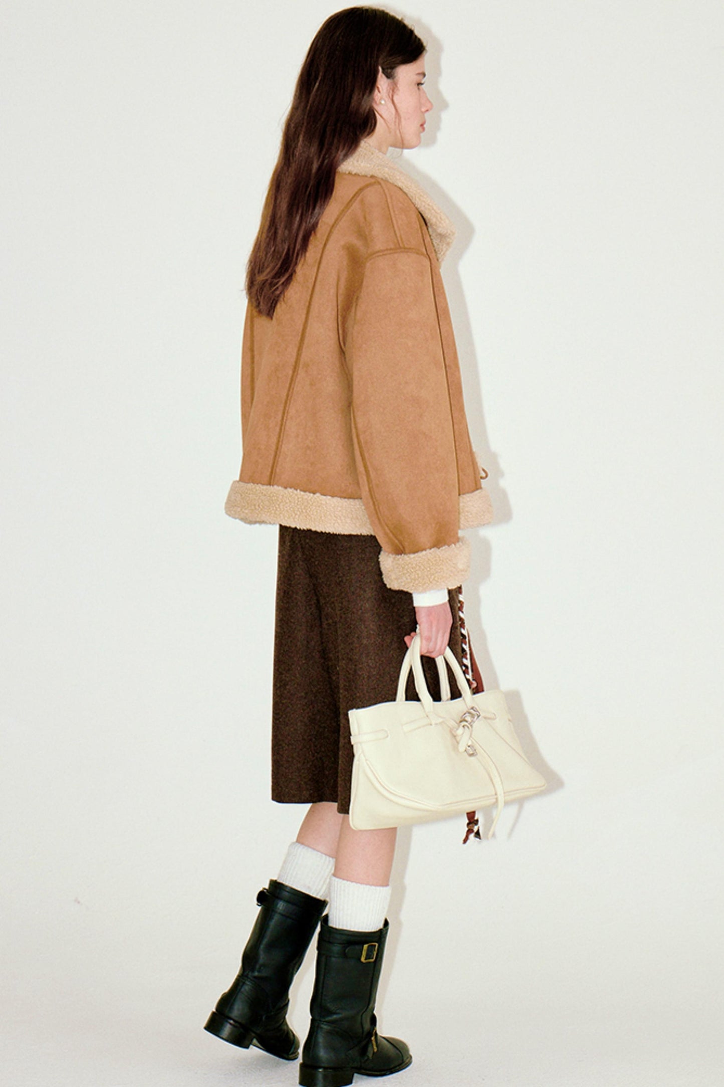 High-Neck Faux Fur Coat