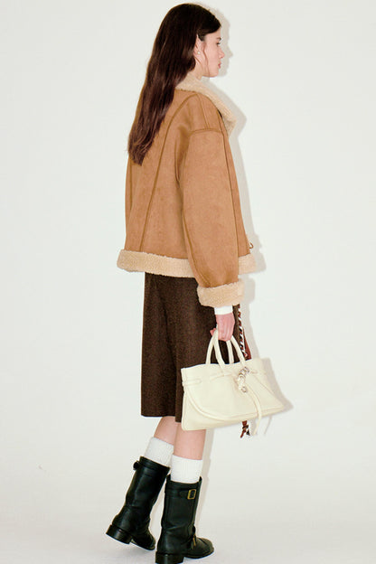 High-Neck Faux Fur Coat