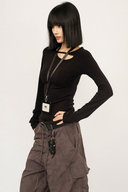 Retro Black Slim Top