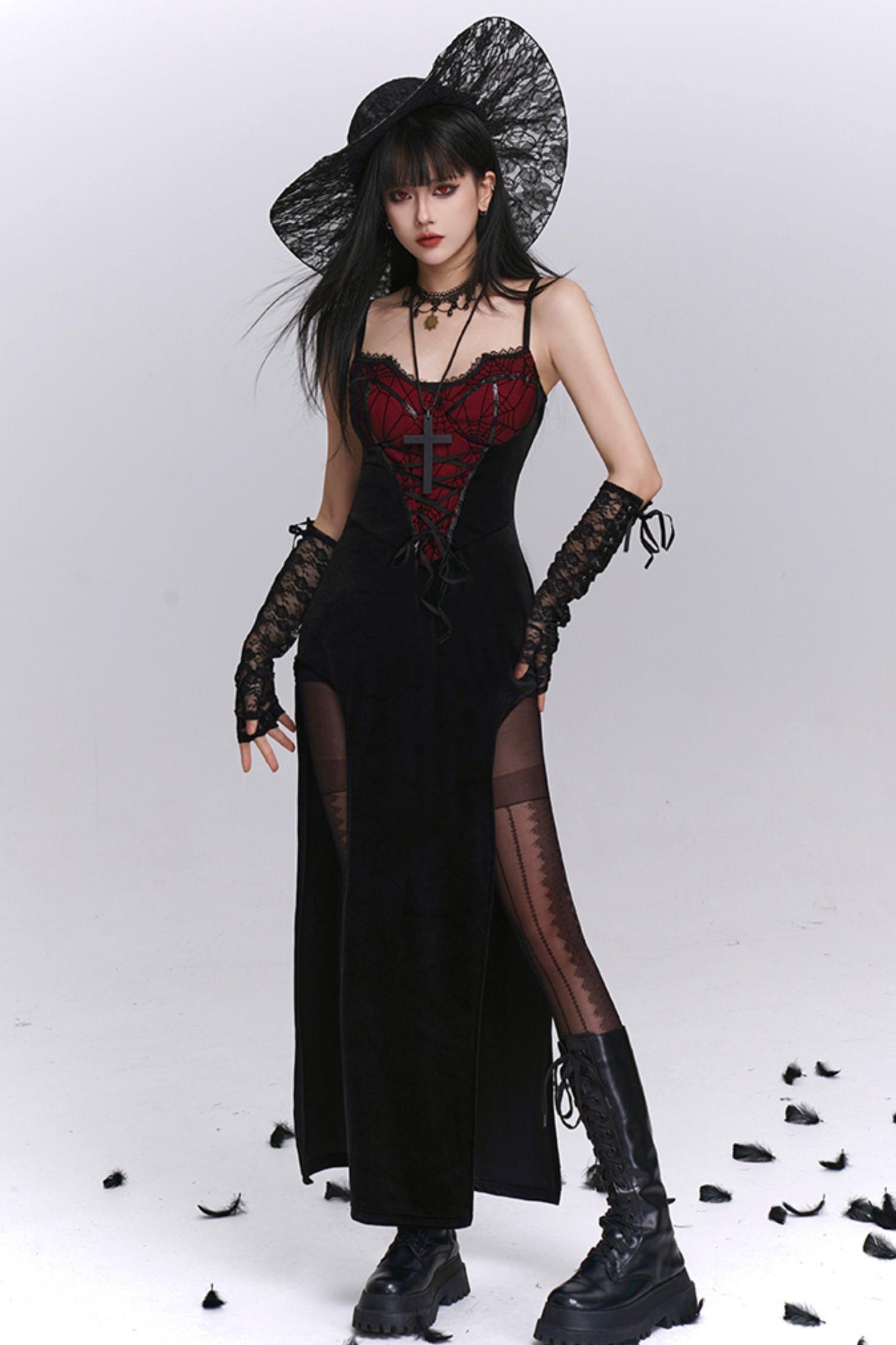 Sexy Gothic Halloween Camisole Dress Set-Up