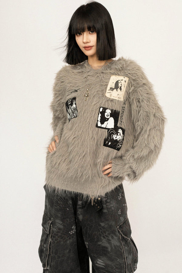 Retro Gray Knit Sweater