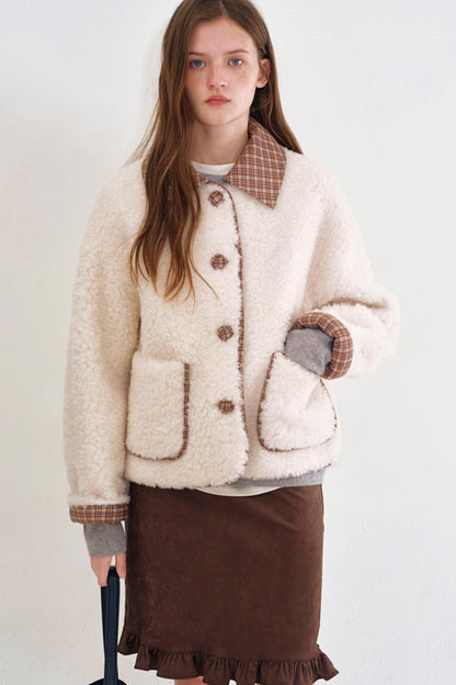 Plaid Wool Patchwork Coat