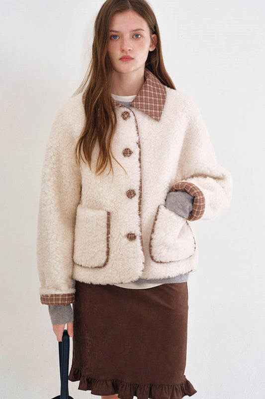 Plaid Wool Patchwork Coat