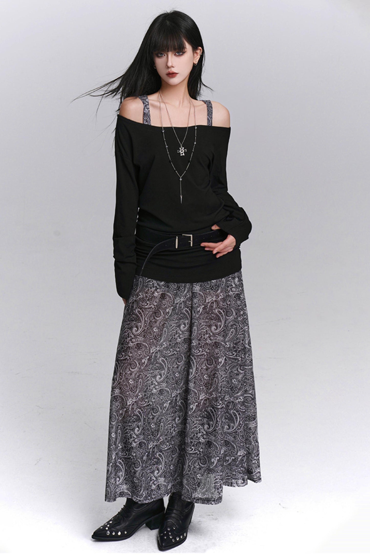 Autumn One-Shoulder Camisole Dress Set