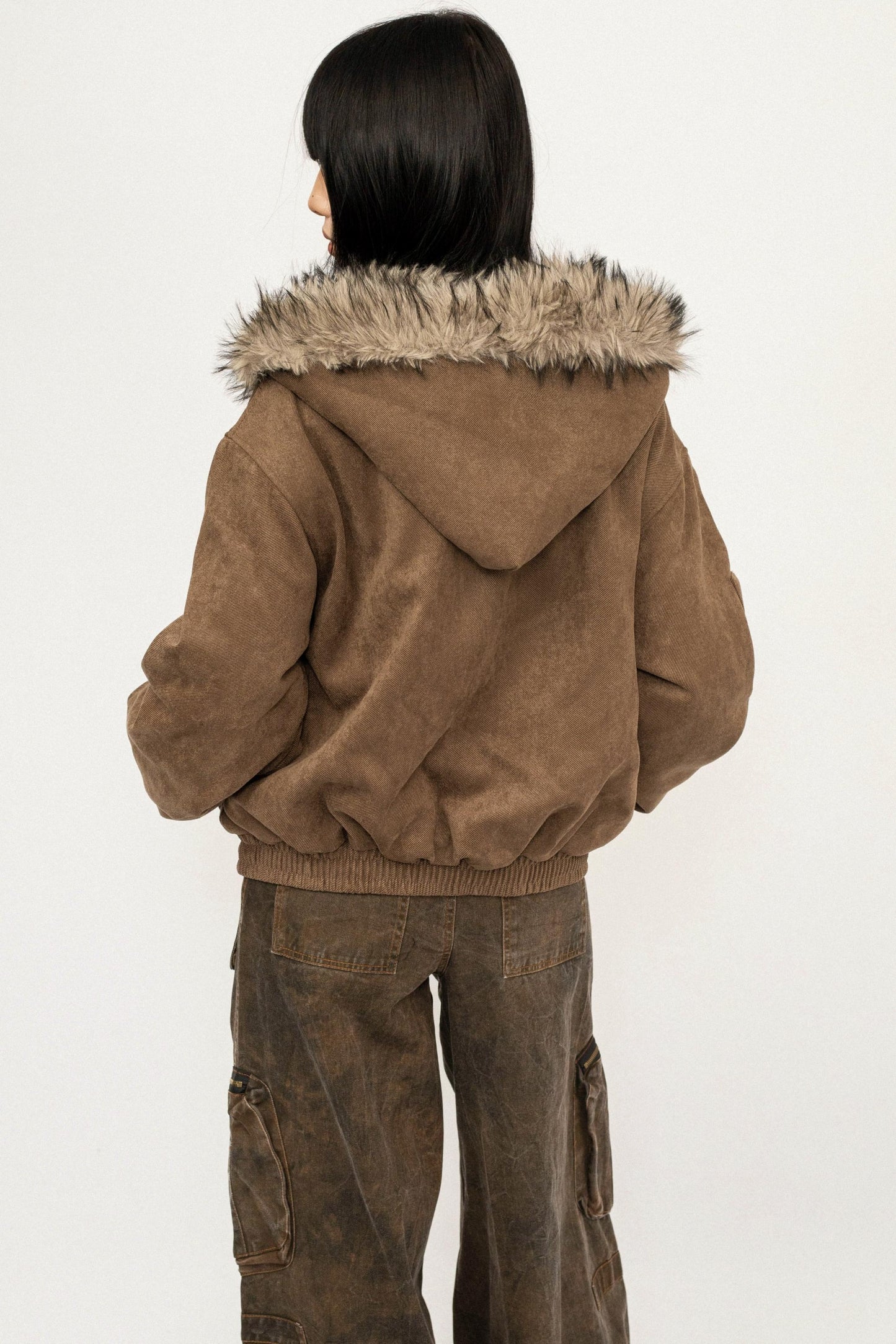 Retro Fur Collar Hooded Jacket