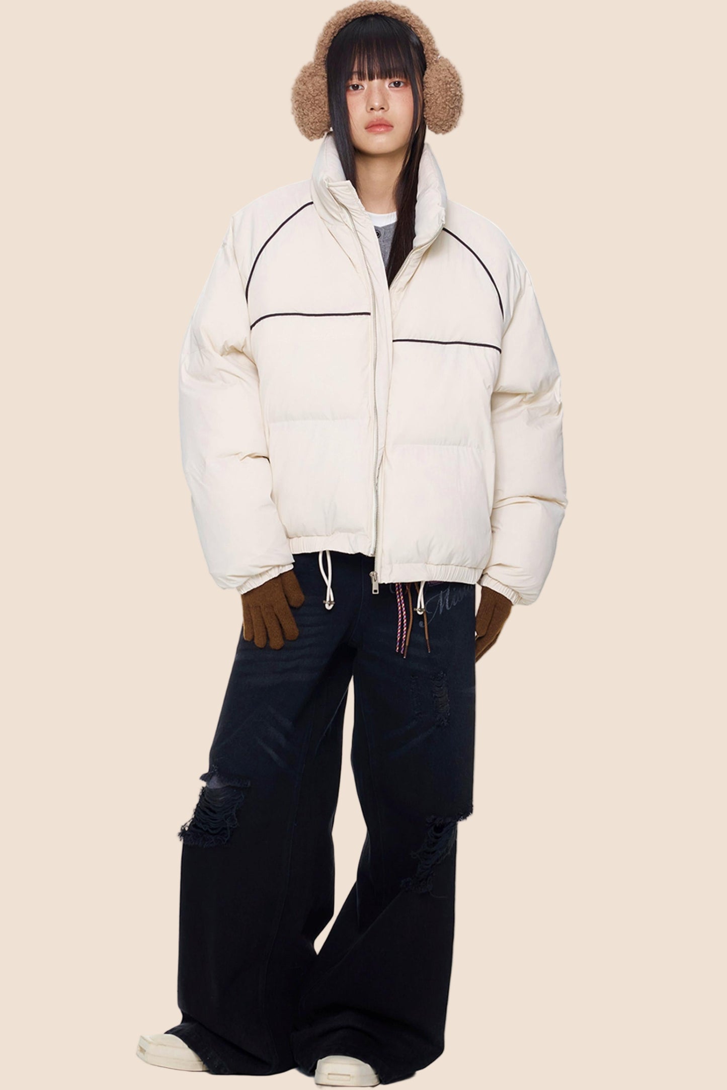 Color-Block Striped Cotton Jacket