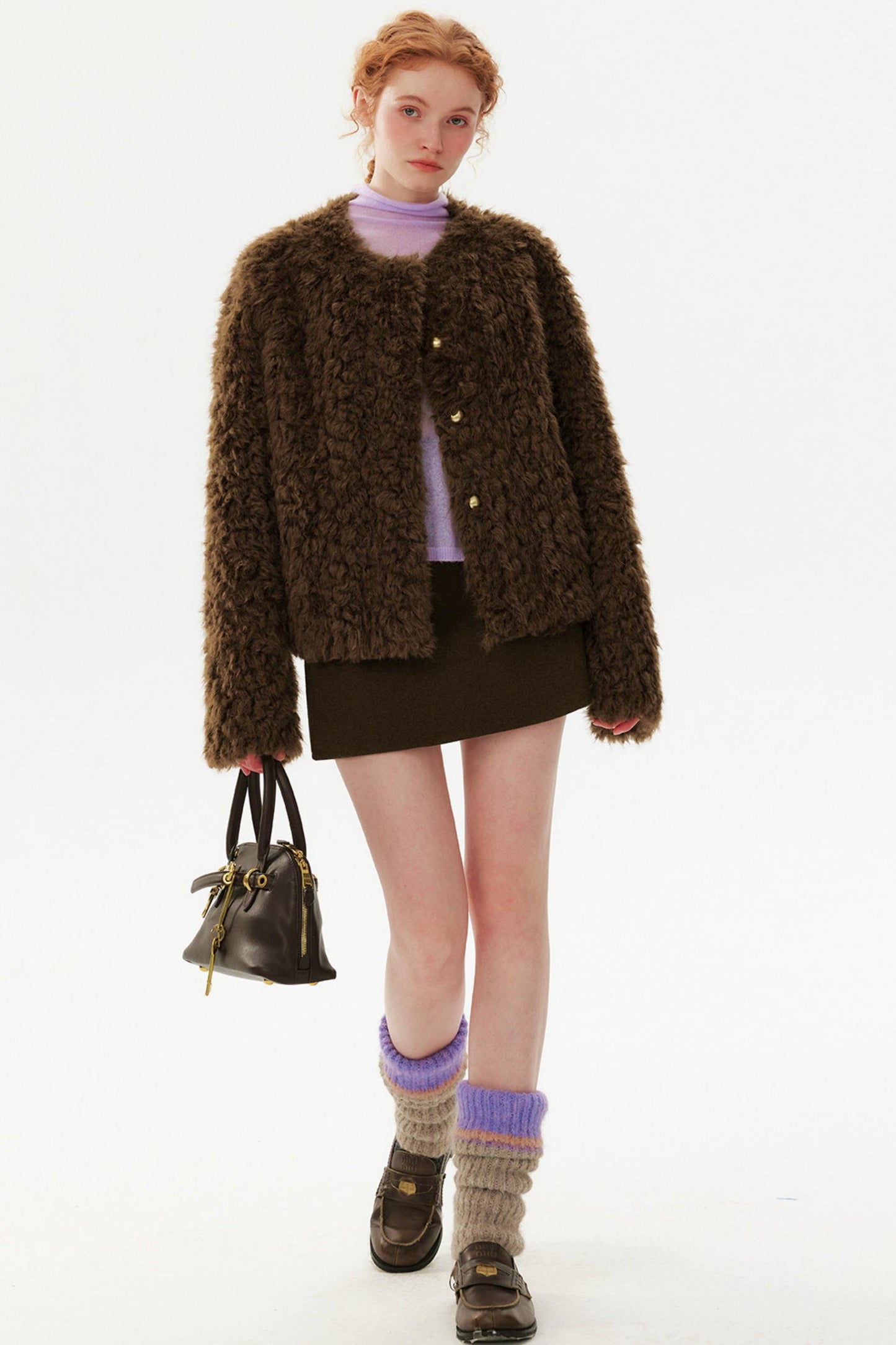 Brown Retro Woolen Skirt