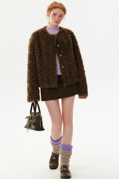 Brown Retro Woolen Skirt