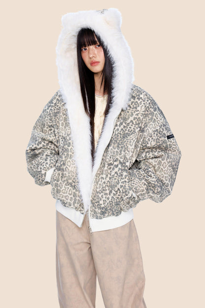 Reversible Leopard Hooded Jacket