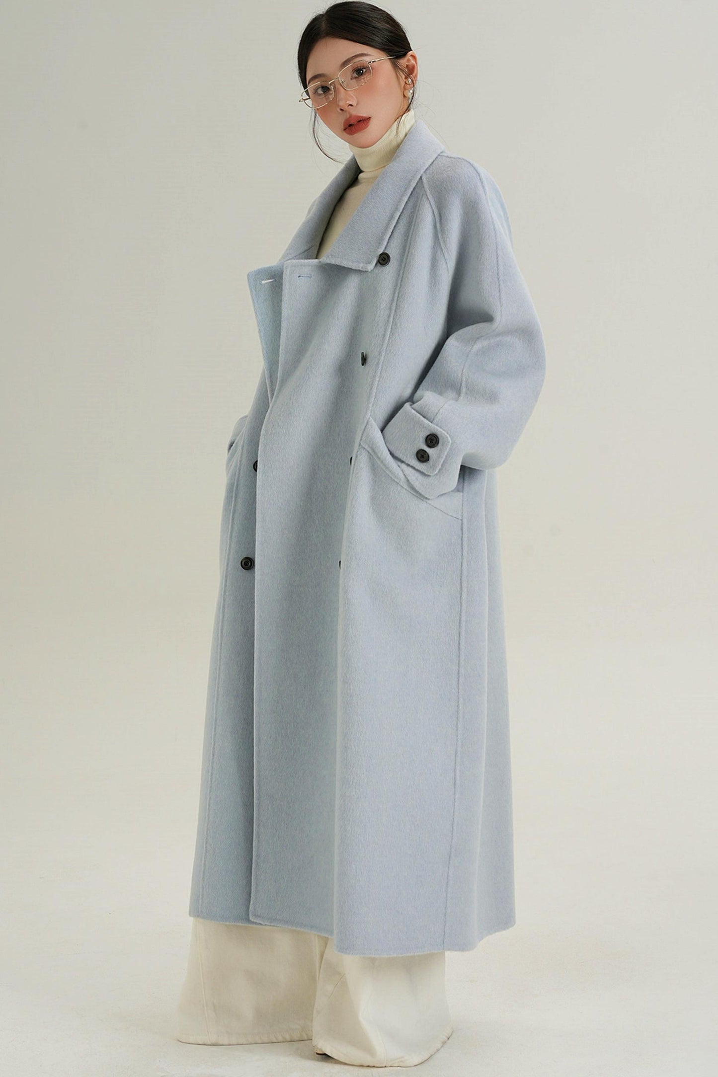 Elegant Blue Wool Coat