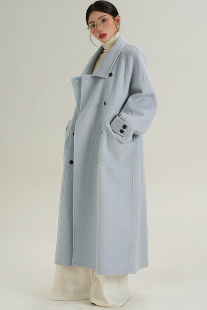 Elegant Blue Wool Coat