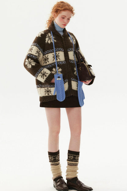 Retro Snowflake Zipper Jacket