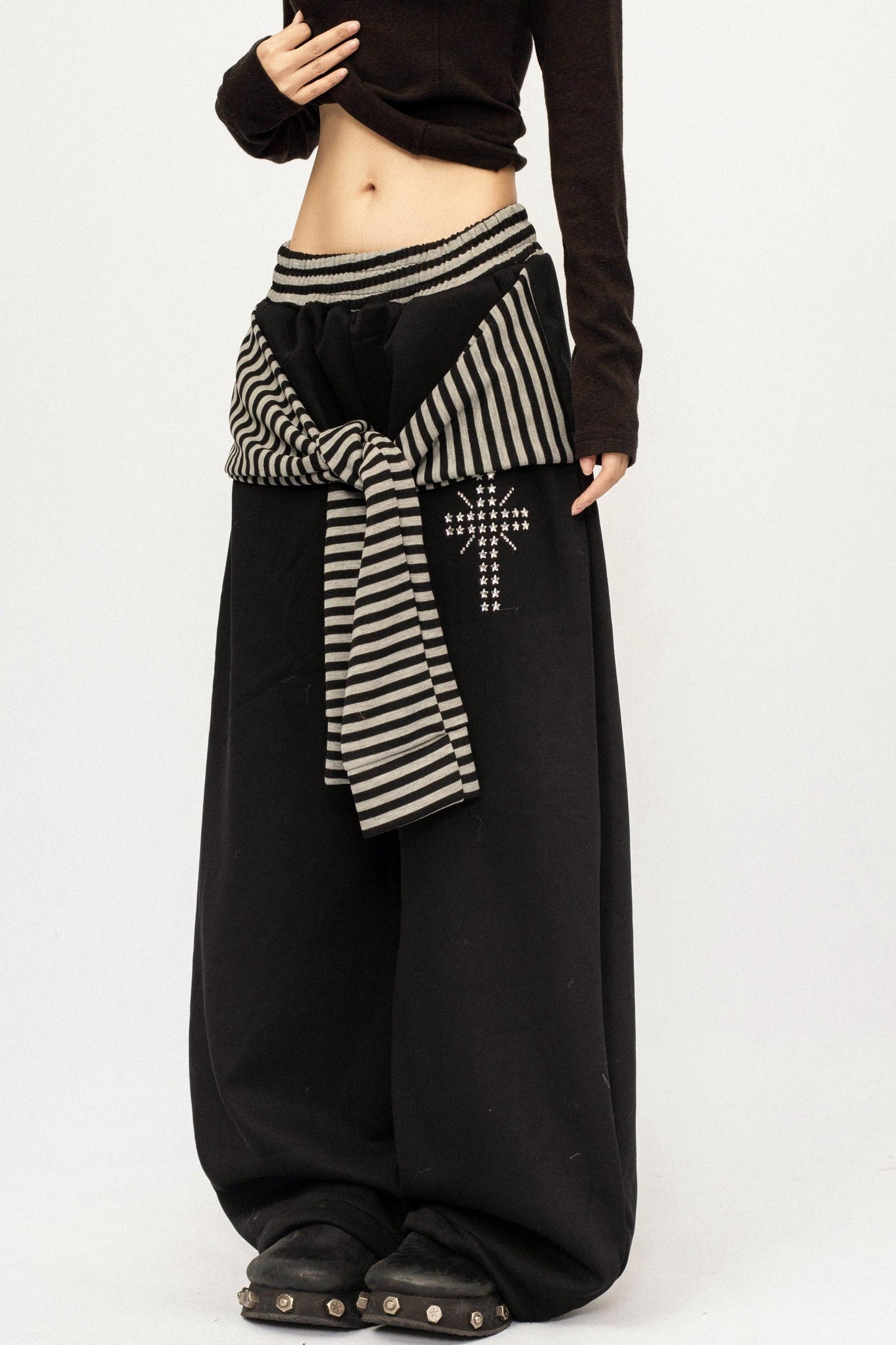 Retro Striped Fleece-Lined Pants