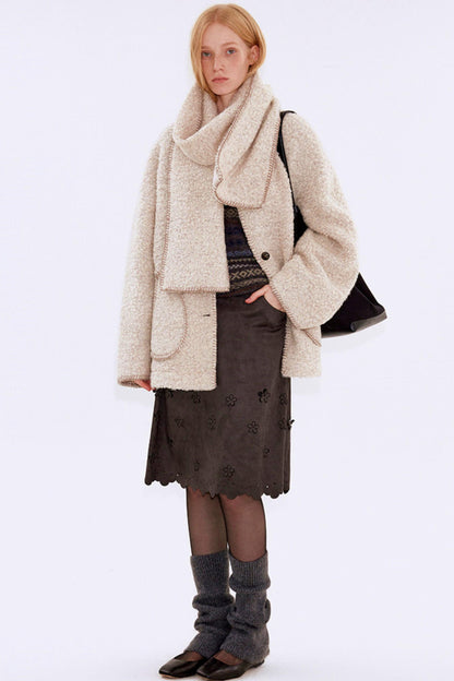 Soft Beige Woolen Coat Set