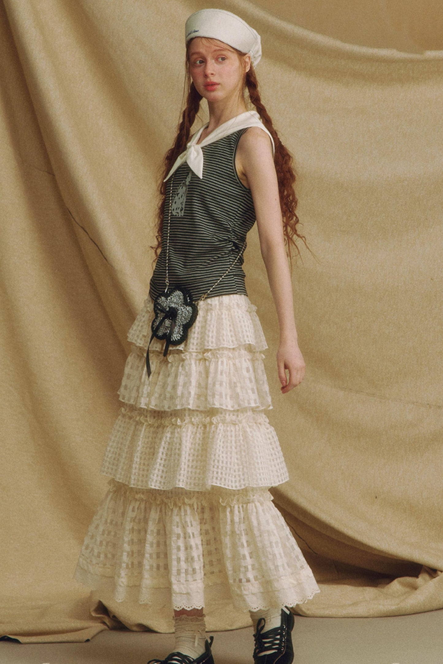 Lace A-Line Layered Skirt